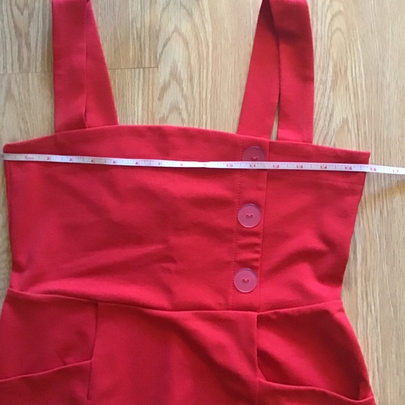 Asos red mini dress with big buttons and pockets! - Picture 4 of 8